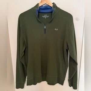Vineyard Vines Men's Green Zip-Up Sweater